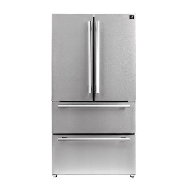 FORNO Premium 3-Piece Kitchen Bundle - Galiano 36" Dual Fuel Range, 36" French Door Refrigerator, 24" Built-In Dishwasher - FBDL-004-02CAUS FORNO