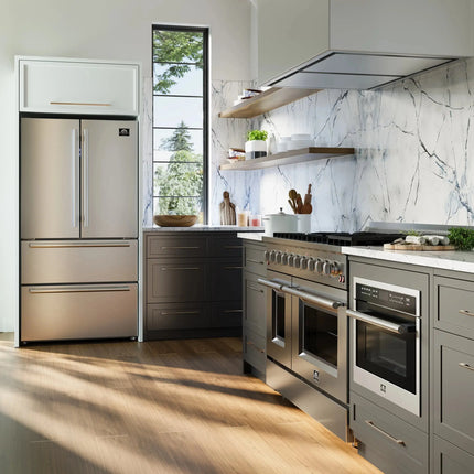 Forno Galiano 48-Inch Freestanding Gas Range, Stainless Steel, 8 Burners, 107,000 BTU, Griddle, Double Ovens, Energy Efficient FORNO