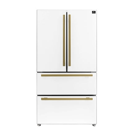 Forno Moena Espresso 36-Inch White French Door Refrigerator, 19.2 Cu. Ft., Frost-Free, Automatic Ice Maker, ENERGY STAR Certified FORNO