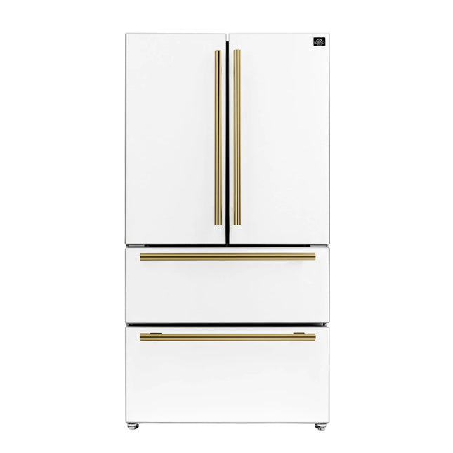 Forno Moena Espresso 36-Inch White French Door Refrigerator, 19.2 Cu. Ft., Frost-Free, Automatic Ice Maker, ENERGY STAR Certified FORNO