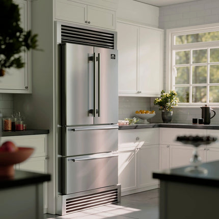 Forno Moena 40-Inch French Door Refrigerator, Stainless Steel, 19.2 cu.ft, Decorative Grill, ENERGY STAR Certified FORNO