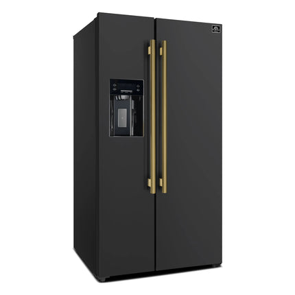 Forno Salerno Espresso 36-Inch Black Side-by-Side Refrigerator, 20 Cu. Ft., Frost-Free, Ice & Water Dispenser, ENERGY STAR Certified FORNO