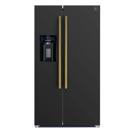 Forno Salerno Espresso 36-Inch Black Side-by-Side Refrigerator, 20 Cu. Ft., Frost-Free, Ice & Water Dispenser, ENERGY STAR Certified FORNO