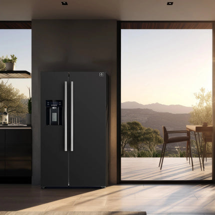 Forno Salerno Espresso 36-Inch Black Side-by-Side Refrigerator, 20 Cu. Ft., Frost-Free, Ice & Water Dispenser, ENERGY STAR Certified FORNO