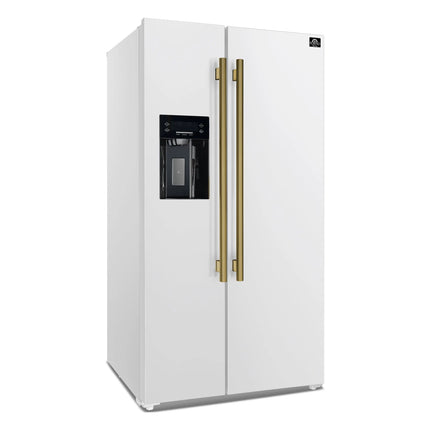 Forno Salerno Espresso 36-Inch White Side-by-Side Refrigerator, 20 Cu. Ft., Frost-Free, Ice & Water Dispenser, ENERGY STAR Certified FORNO