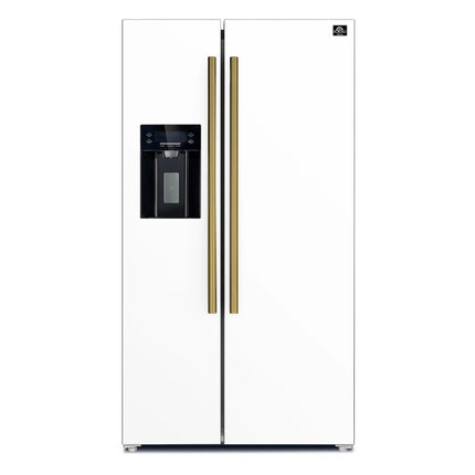 Forno Salerno Espresso 36-Inch White Side-by-Side Refrigerator, 20 Cu. Ft., Frost-Free, Ice & Water Dispenser, ENERGY STAR Certified FORNO