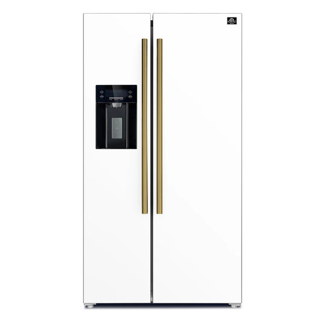 Forno Salerno Espresso 36-Inch White Side-by-Side Refrigerator, 20 Cu. Ft., Frost-Free, Ice & Water Dispenser, ENERGY STAR Certified FORNO