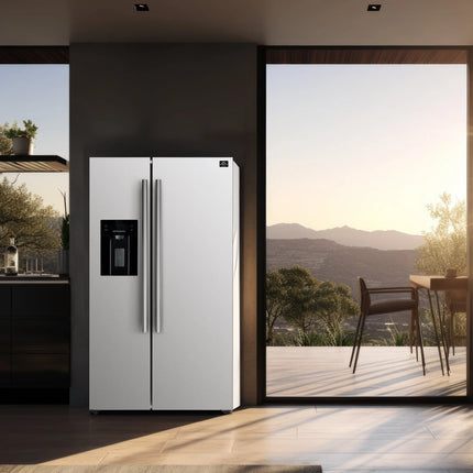 Forno Salerno Espresso 36-Inch White Side-by-Side Refrigerator, 20 Cu. Ft., Frost-Free, Ice & Water Dispenser, ENERGY STAR Certified FORNO