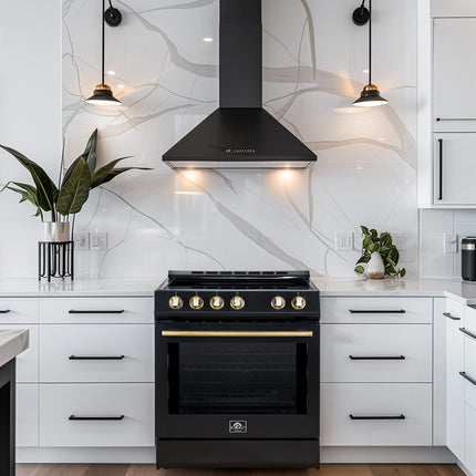 Forno Leonardo Espresso 30-Inch Black Electric Range, True Convection, Energy Efficient FORNO