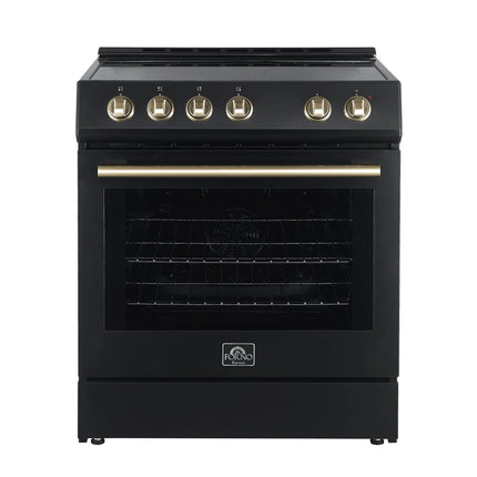 FORNO Premium 3-Piece Kitchen Bundle - Leonardo Espresso 30" Black Range, 31" Black Bottom Freezer Refrigerator, 24" Black Built-In Dishwasher - FBDL-007-02US Forno vendors US