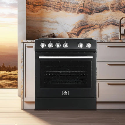 FORNO Premium 3-Piece Kitchen Bundle - Leonardo Espresso 30" Black Range, 31" Black Bottom Freezer Refrigerator, 24" Black Built-In Dishwasher - FBDL-007-02US Forno vendors US