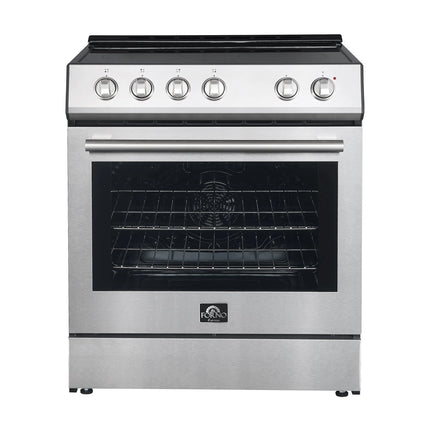 FORNO Premium 3-Piece Kitchen Bundle - 30" Electric Range, French Door Refrigerator, Built-In Dishwasher, Stainless Steel - FBDL-011-01US FORNO
