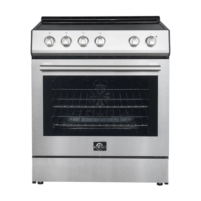 FORNO Premium 3-Piece Kitchen Bundle - 30" Electric Range, French Door Refrigerator, Built-In Dishwasher, Stainless Steel - FBDL-011-01US FORNO