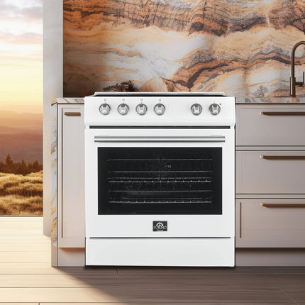 Forno Leonardo Espresso 30-Inch White Electric Range, True Convection, Energy Efficient FORNO