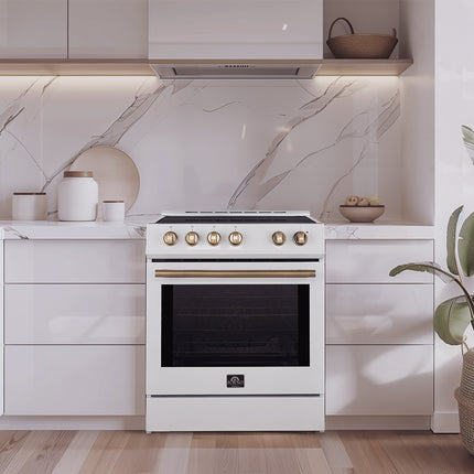 Forno Leonardo Espresso 30-Inch White Electric Range, True Convection, Energy Efficient FORNO