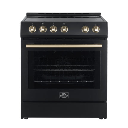 Forno Leonardo Espresso 30-Inch Black Electric Range, True Convection, Energy Efficient FORNO