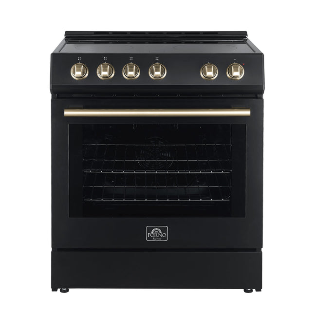 Forno Leonardo Espresso 30-Inch Black Electric Range, True Convection, Energy Efficient FORNO