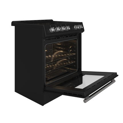 Forno Leonardo Espresso 30-Inch Black Electric Range, True Convection, Energy Efficient FORNO