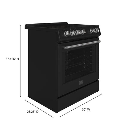 Forno Leonardo Espresso 30-Inch Black Electric Range, True Convection, Energy Efficient FORNO