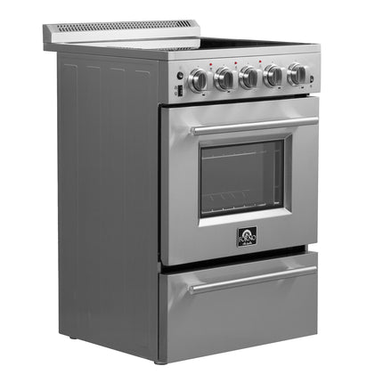 Forno Loiano 24 Inch Freestanding Electric Range Stainless Steel with Storage Drawer FORNO