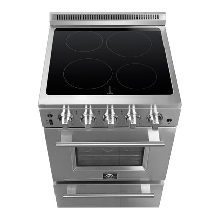 Forno Loiano 24 Inch Freestanding Electric Range Stainless Steel with Storage Drawer FORNO
