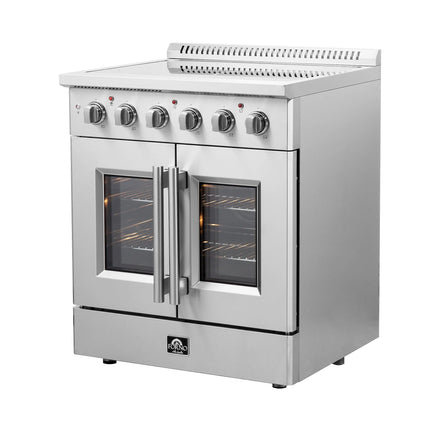 Forno Galiano 30-Inch Freestanding French Door Electric Range, True Convection, Energy Efficient FORNO