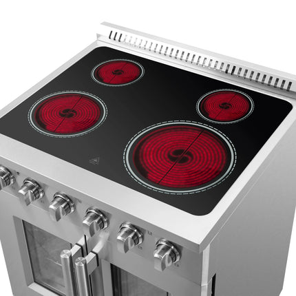 Forno Galiano 30-Inch Freestanding French Door Electric Range, True Convection, Energy Efficient FORNO