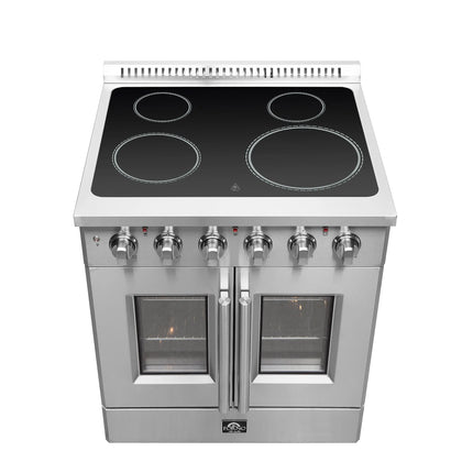 Forno Galiano 30-Inch Freestanding French Door Electric Range, True Convection, Energy Efficient FORNO