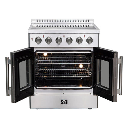 Forno Galiano 30-Inch Freestanding French Door Electric Range, True Convection, Energy Efficient FORNO