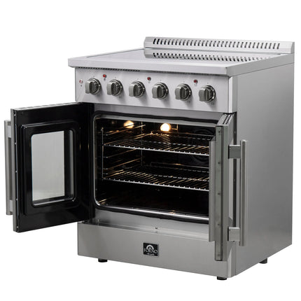 Forno Galiano 30-Inch Freestanding French Door Electric Range, True Convection, Energy Efficient FORNO