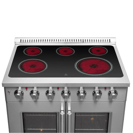 Forno Galiano 36-Inch Freestanding French Door Electric Range, True Convection, Energy Efficient FORNO