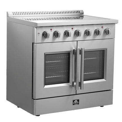 Forno Galiano 36-Inch Freestanding French Door Electric Range, True Convection, Energy Efficient FORNO