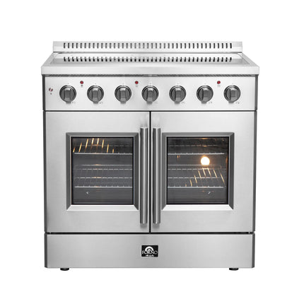 Forno Galiano 36-Inch Freestanding French Door Electric Range, True Convection, Energy Efficient FORNO