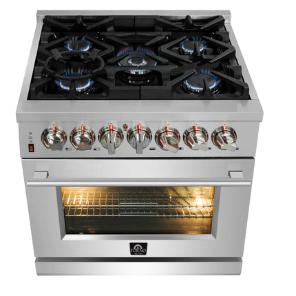 Forno Massimo 30-Inch Freestanding Dual Fuel Range, 4 Burners, Double Convection Ovens FORNO
