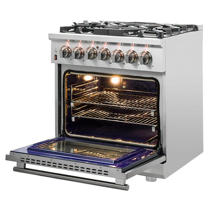 Forno Massimo 30-Inch Freestanding Dual Fuel Range, 4 Burners, Double Convection Ovens FORNO