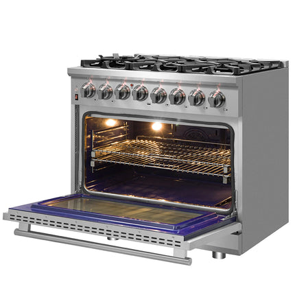 Forno Massimo 36-Inch Freestanding Dual Fuel Range, 6 Burners, Double Convection Ovens FORNO