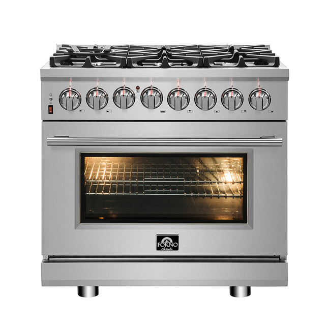 Forno Massimo 36-Inch Freestanding Dual Fuel Range, 6 Burners, Double Convection Ovens FORNO