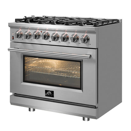 Forno Massimo 36-Inch Freestanding Dual Fuel Range, 6 Burners, Double Convection Ovens FORNO
