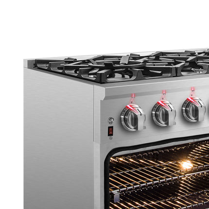 Forno Massimo 36-Inch Freestanding Dual Fuel Range, 6 Burners, Double Convection Ovens FORNO