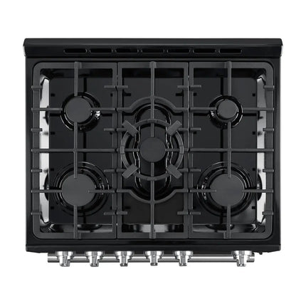 Forno Leonardo Espresso 30-Inch Black Gas Range, 5 Burners, 39,500 BTU, 5 cu.ft Convection Oven FORNO