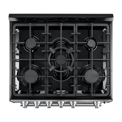 Forno Leonardo Espresso 30-Inch Black Gas Range, 5 Burners, 39,500 BTU, 5 cu.ft Convection Oven FORNO