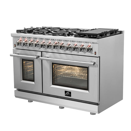 Forno Massimo 48-Inch Freestanding Dual Fuel Range, 8 Burners, Double Convection Ovens FORNO