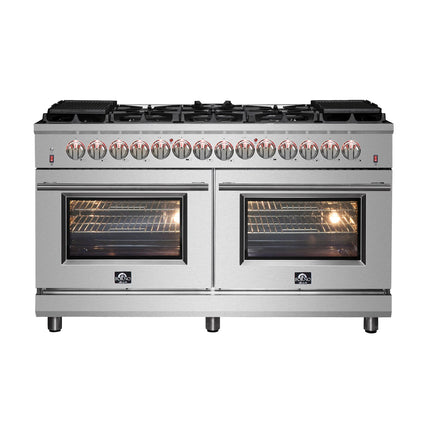 Forno Massimo 60-Inch Freestanding Dual Fuel Range, 10 Burners, Double Convection Ovens FORNO
