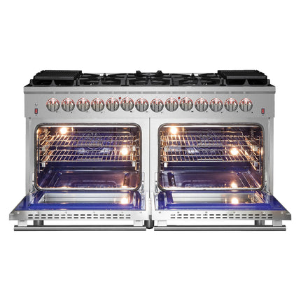 Forno Massimo 60-Inch Freestanding Dual Fuel Range, 10 Burners, Double Convection Ovens FORNO