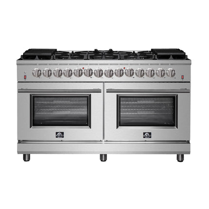 Forno Massimo 60-Inch Freestanding Dual Fuel Range, 10 Burners, Double Convection Ovens FORNO
