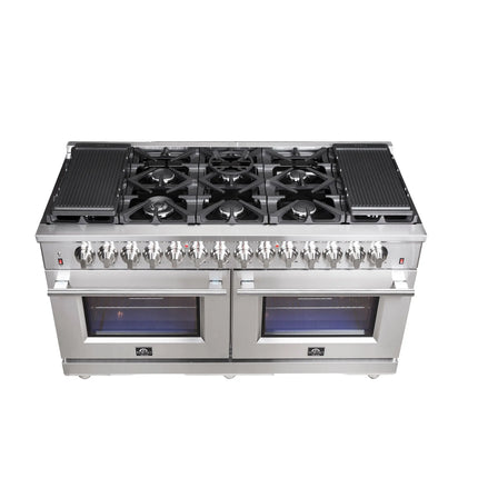 Forno Massimo 60-Inch Freestanding Dual Fuel Range, 10 Burners, Double Convection Ovens FORNO
