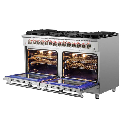 Forno Massimo 60-Inch Freestanding Dual Fuel Range, 10 Burners, Double Convection Ovens FORNO