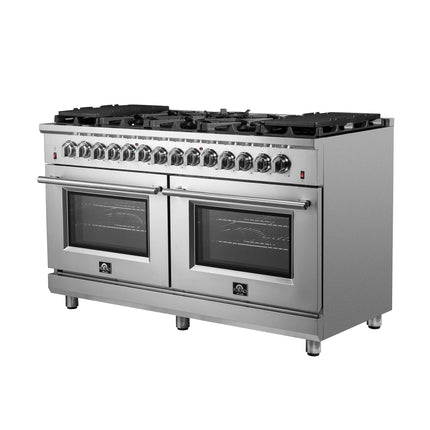 Forno Massimo 60-Inch Freestanding Dual Fuel Range, 10 Burners, Double Convection Ovens FORNO