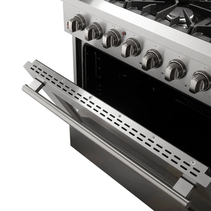 FORNO Premium 3-Piece Kitchen Bundle - Galiano 36" Dual Fuel Range, 36" French Door Refrigerator, 24" Built-In Dishwasher - FBDL-004-02CAUS FORNO