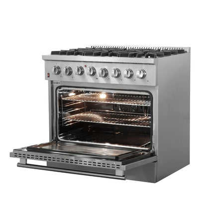 Forno Galiano 36-Inch Freestanding Dual Fuel Range, 6 Burners, Double Convection Ovens FORNO